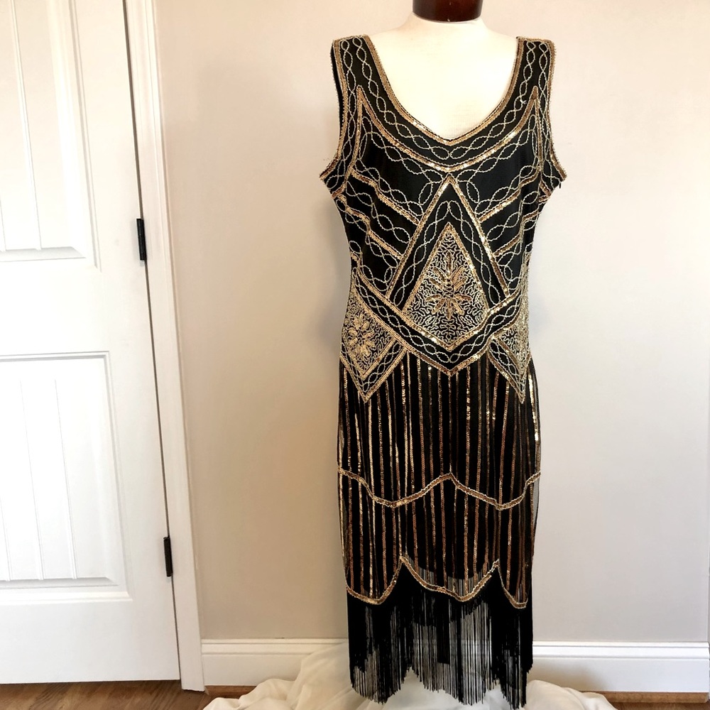 Flapper Dress Black & Gold 2X